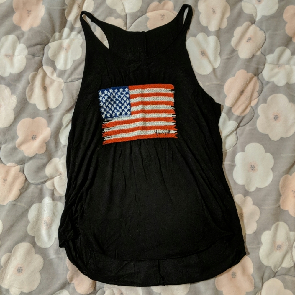 Made in Italy, Vintage American Flag Black Tank